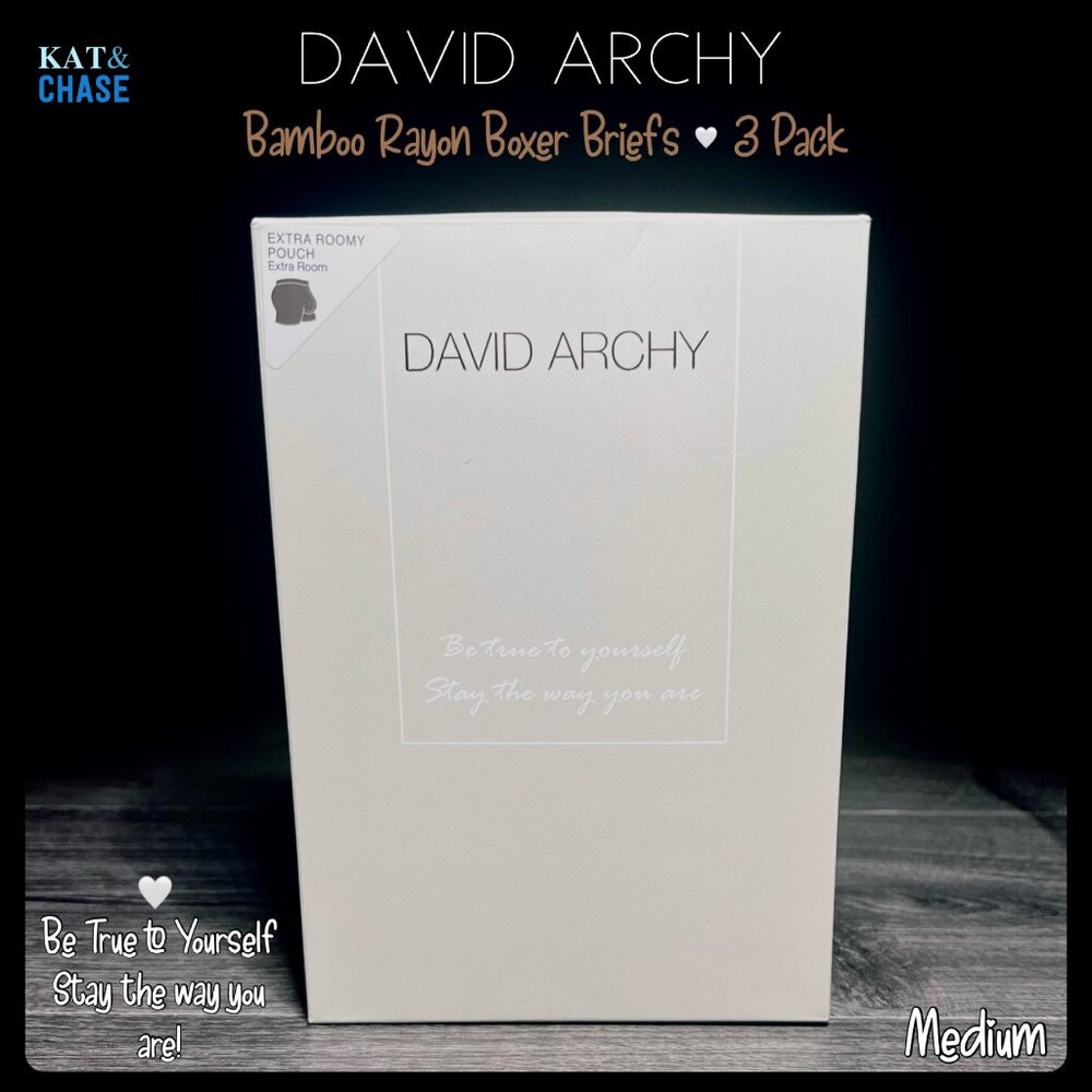 DAVID ARCHY 3 Pack Mens Boxer Briefs Soft Comfy Bamboo Rayon Size M 32"-34"